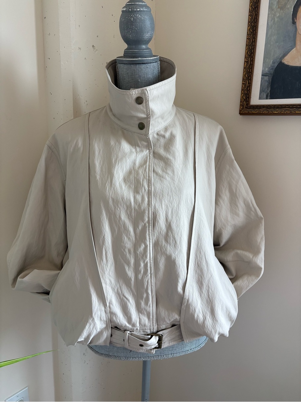 Women's Cream faux leather Jacket